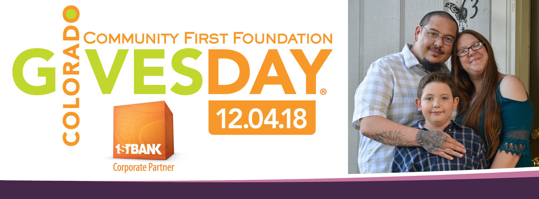 Logotipo de Colorado Gives Day junto a la imagen de la familia N2N